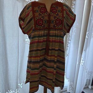 Double D Ranch Short Sleeve Embroidered Leather Trim Dress Women's XL NWT
